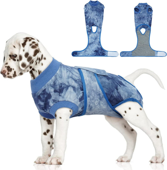 FUAMEY Recovery Suit for Dogs After Surgery,Soft Breathable Dog Bodysuit E-Collar & Cone Alternative Surgical Suit,Male Female Dog Neuter Spay Suits Anti Licking Wounds Onesie Blue Tie Dye S