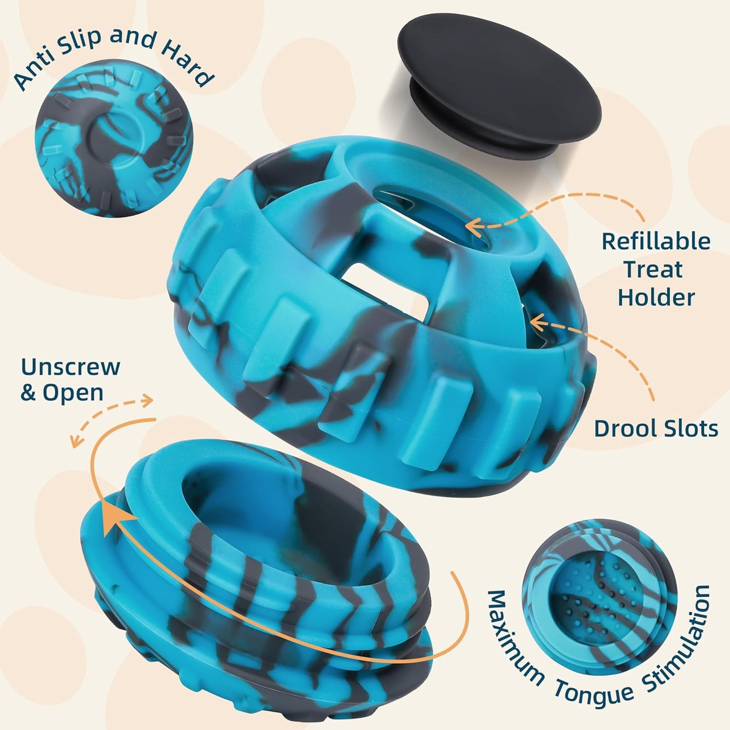 Frozen Treat Dispensing Dog Toys to Keep Them Busy,Dog Enrichment Toys for Natural Rubber-Stuffable Ball,Dishwasher Safe,Blue,M