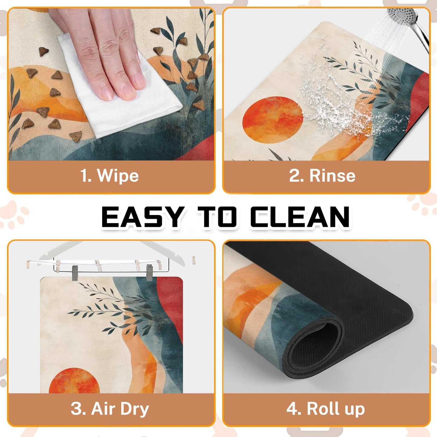 Absorbent Pet Dog Bowl Mat for Food and Water, Pet Cat Food Feeding Mat with Non Slip Rubber Backing, Dog Food Mats for Floors Waterproof, 16"x24"