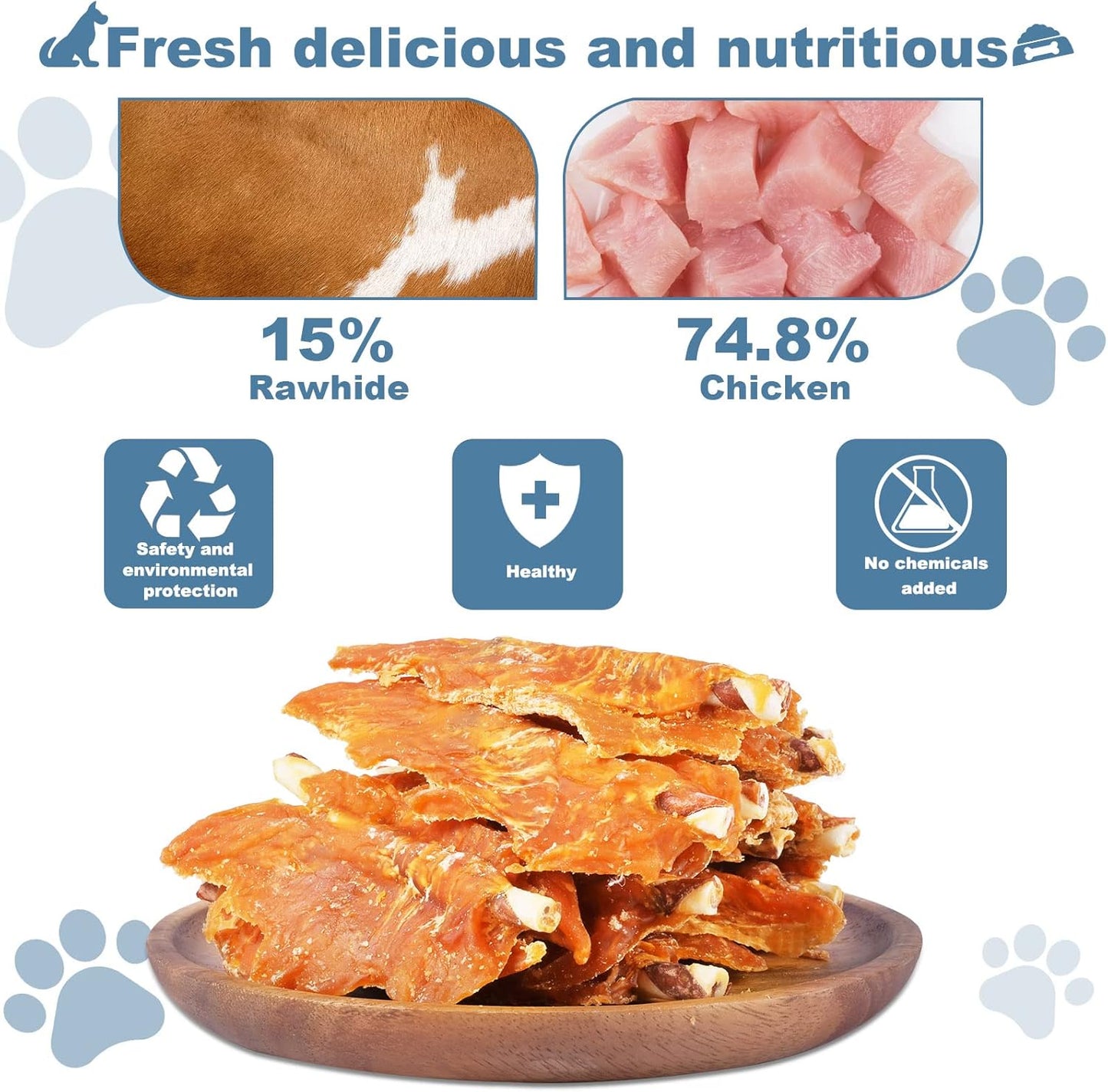 Chicken Jerky with Twist Rawhide Sticks Puppy Training Snacks Dog Chews Treats 1lb/454g