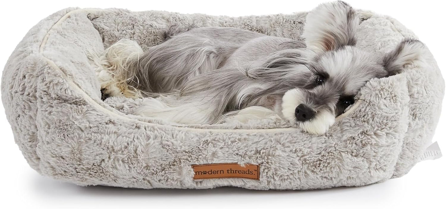 Modern Threads Ultra Soft Plush Pet Bed for Small and Medium Dogs with Elegant Texture and Stylish Design, Grey
