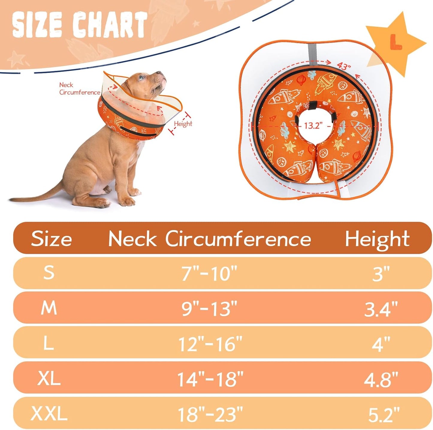 Elevated Inflatable Dog Cone Collar to Stop Licking, Dog Donut Collar After Surgery, Soft Dog Cone Alternative for Small Medium Large Dogs