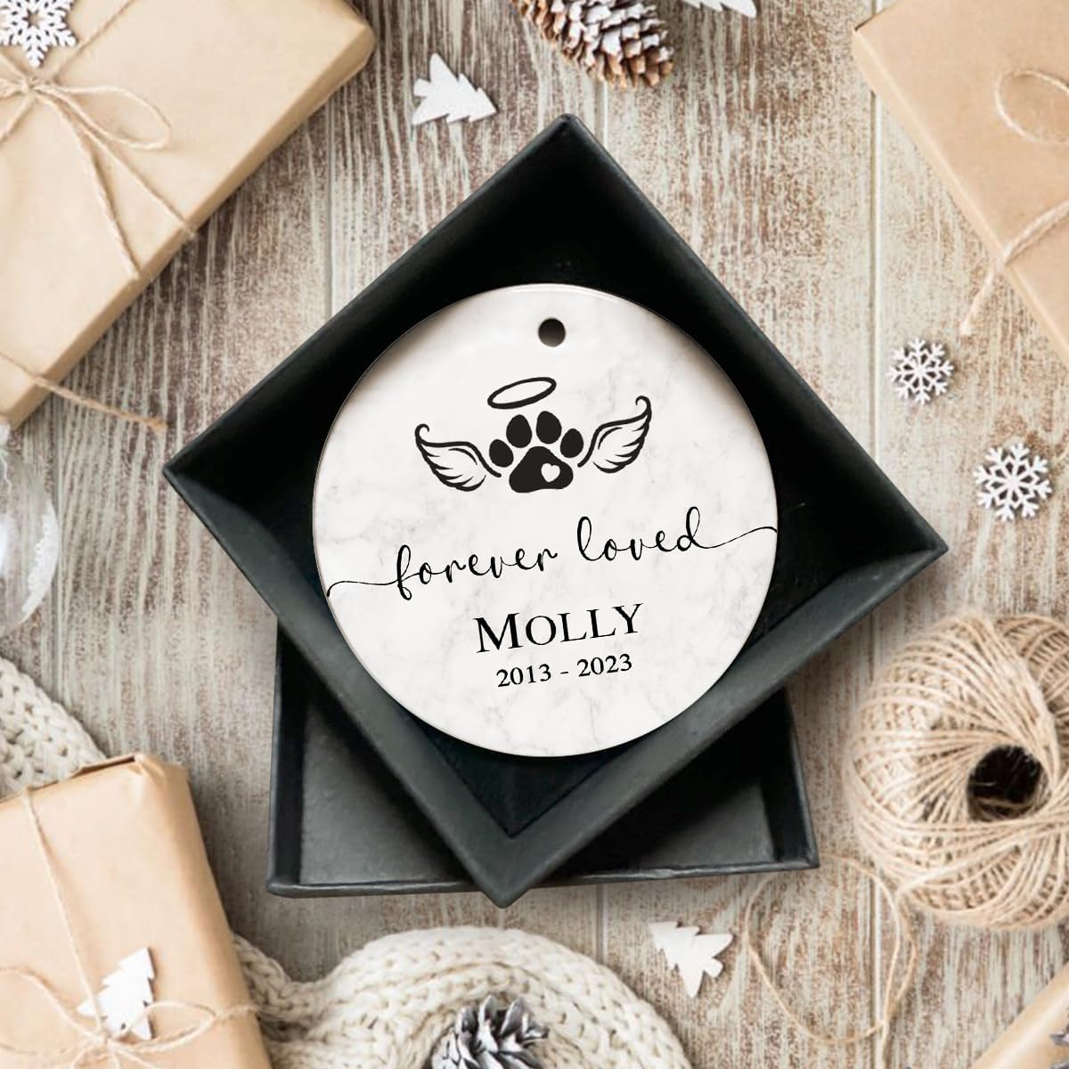 Pet Memorial Ornament - Ceramic Keepsake to Hang on Christmas Tree - Honor & Remember Your Beloved Pet’s Memory.