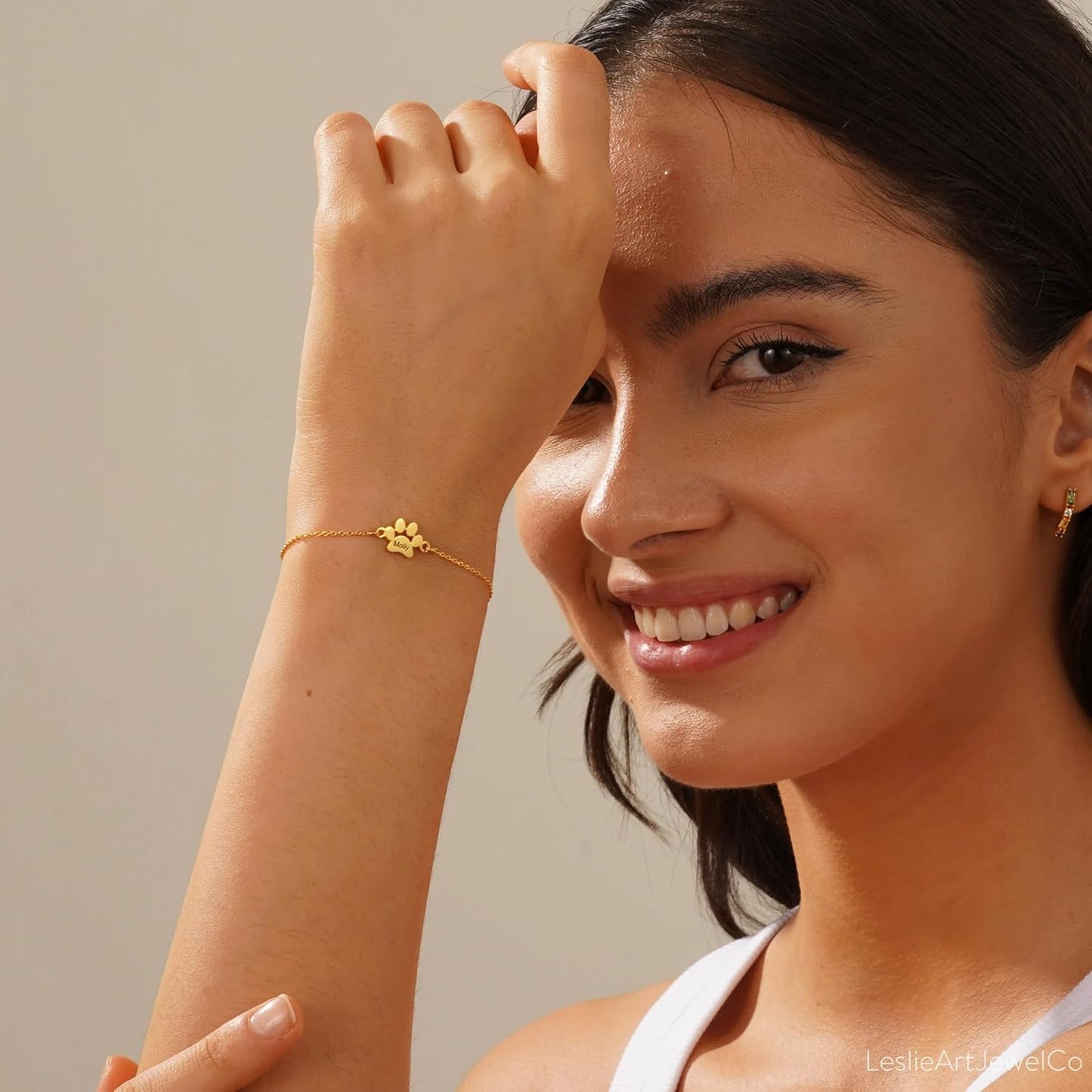 Personalized Pet Name Bracelet Dog/Cat Paw Bracelet Animal Friendly Jewelry Custom Pet Lover Gift Photo Projection Bracelet for Women Mom