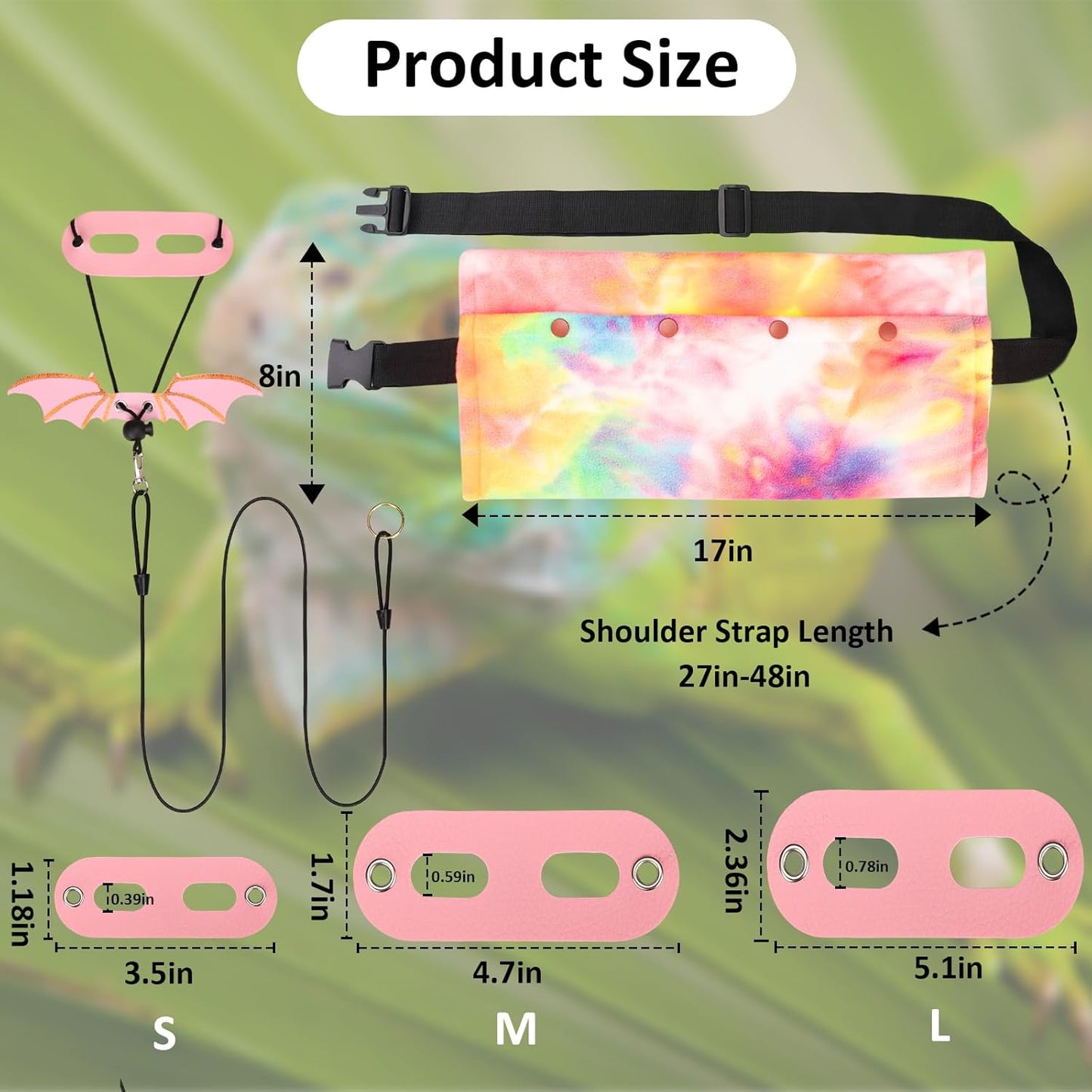 Bearded Dragon Carriers and Leather Leash with Wings,Bearded Dragon Leash Lizard Adjustable Harness,Small Pet Backpack Batwing Accessories for Outdoor Travel Walking Rest