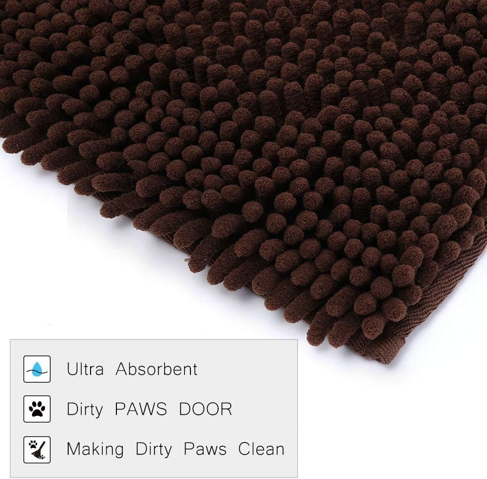 Brown Bathroom Doormat Rugs 20 x 31 Inches Mats Doormat for Entry Home Pet Cat Bed Door Rug Shaggy Chenille Pet Area Rugs Petbed Ultra Soft Water Absorbent Machine Washable Dry (20 x 31 Inches, Brown)