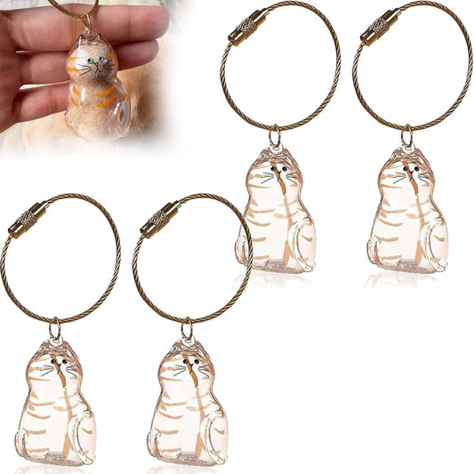 Cat Hair Holder Keychain,Cat Hair Memorial Keyring,Cats keychain Hair Storage Bottle,Transparent Cats Hairs Pendants