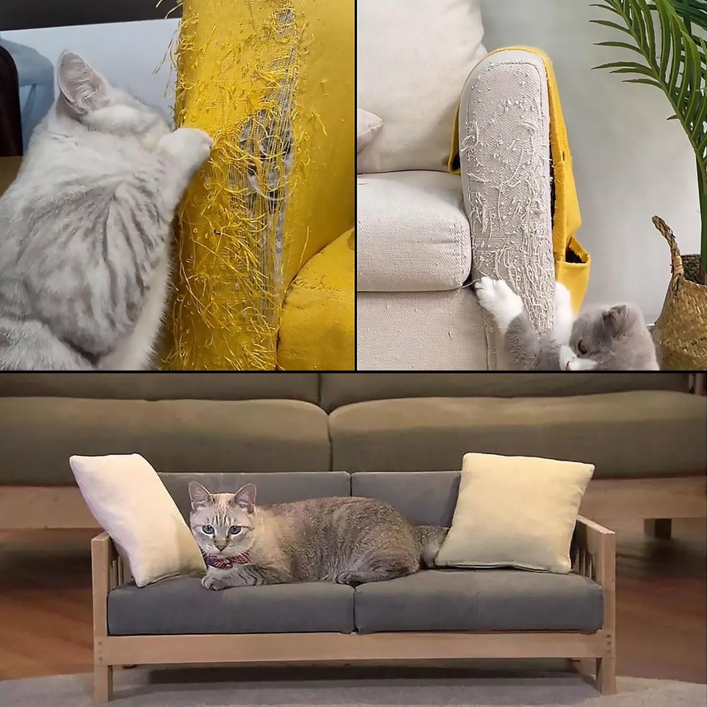 Chuangseed Anti Cat Scratch Tape, 4" x 30Yds, Transparent, Double Sided, Furniture Protector, Pet Safe, Easy Installation, One Year Warranty