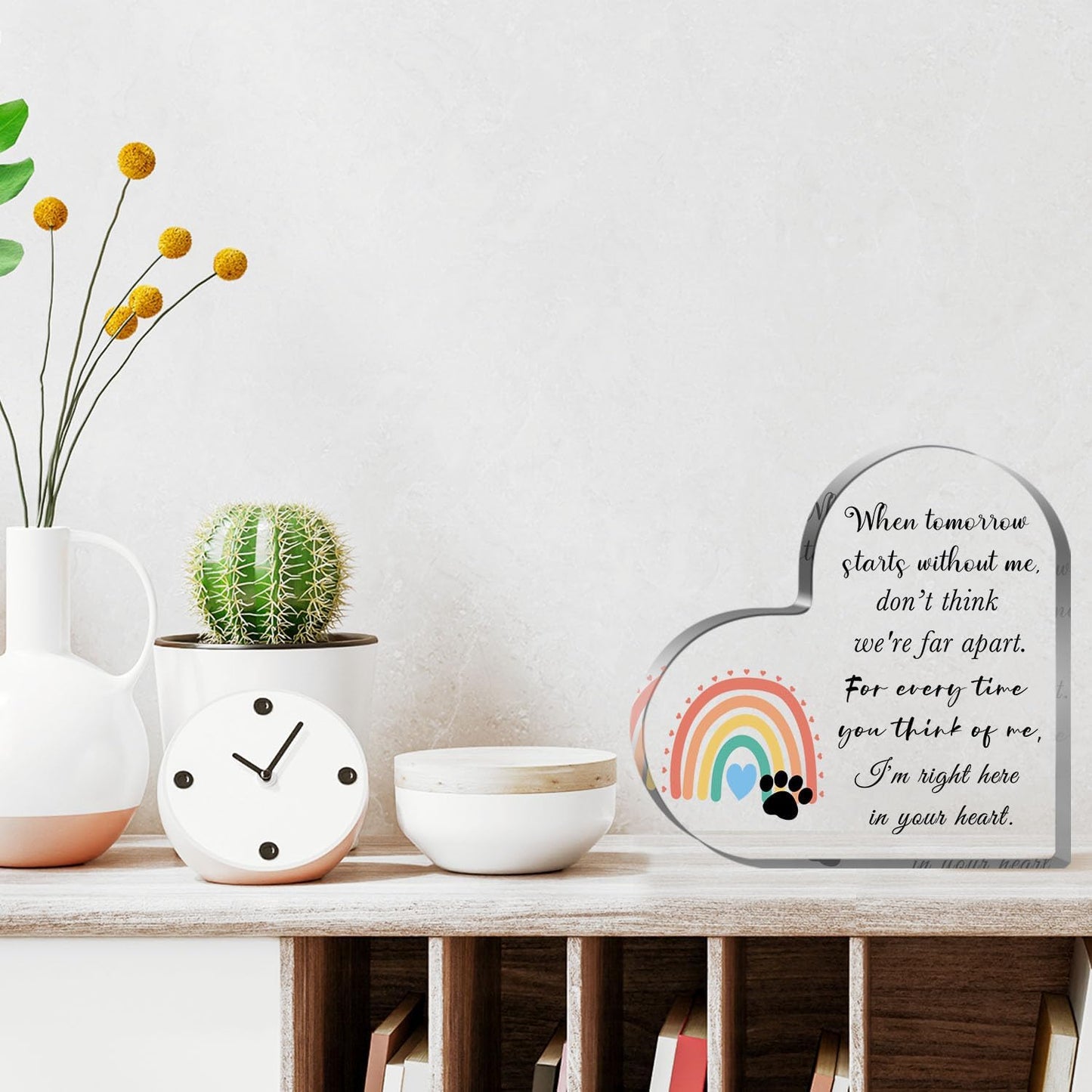 Pet Sympathy Gifts for Loss of Dog and Cat, Pet Bereavement Gifts, Pet Remembrance Gift, Pet Loss Gifts, Passing Away Gifts, Pet Footprint, Pet Sympathy Memorial Heart Shaped Acrylic Decor Sign