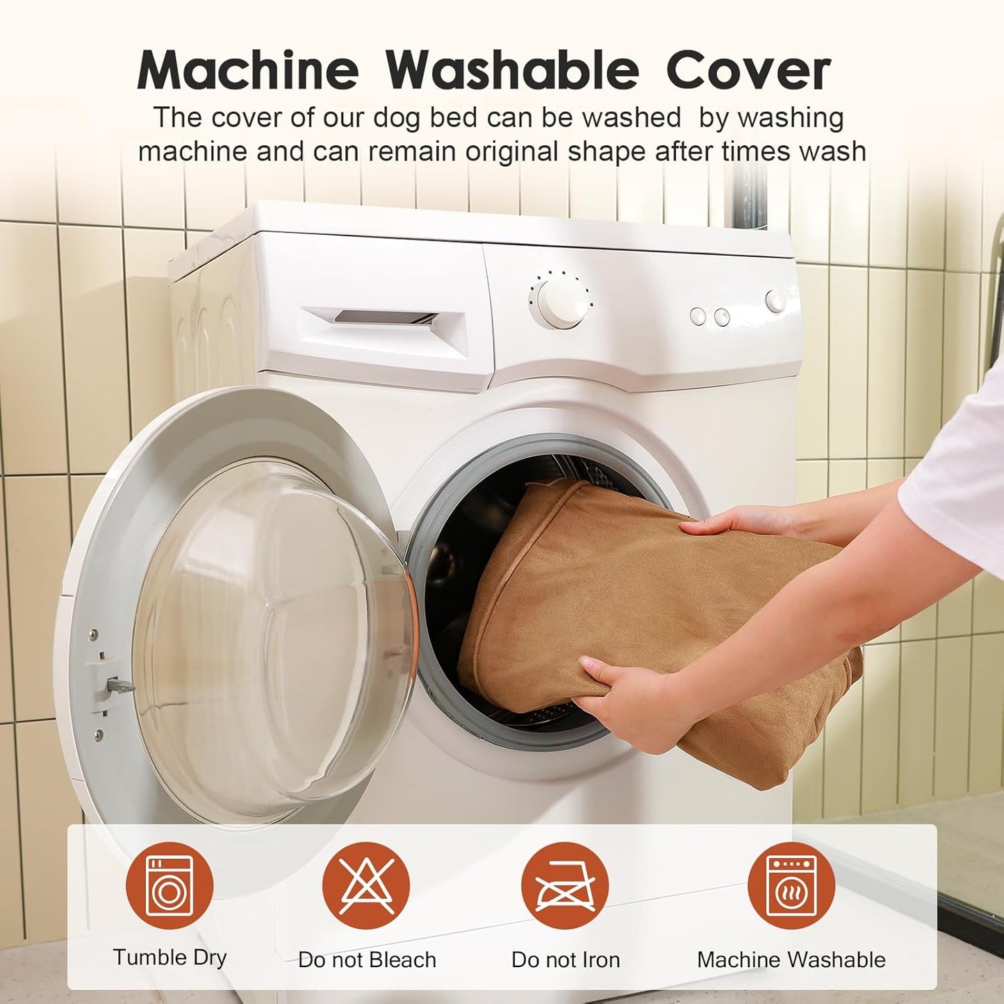 Orthopedic Dog Beds Large Sized Dog, Memory Foam Pet Bed for Medium and Large Dogs, Removable and Washable Microsuede Cover, TPU Waterproof Liner, Nonskid Bottom, 44x32x6 Inches, Khaki