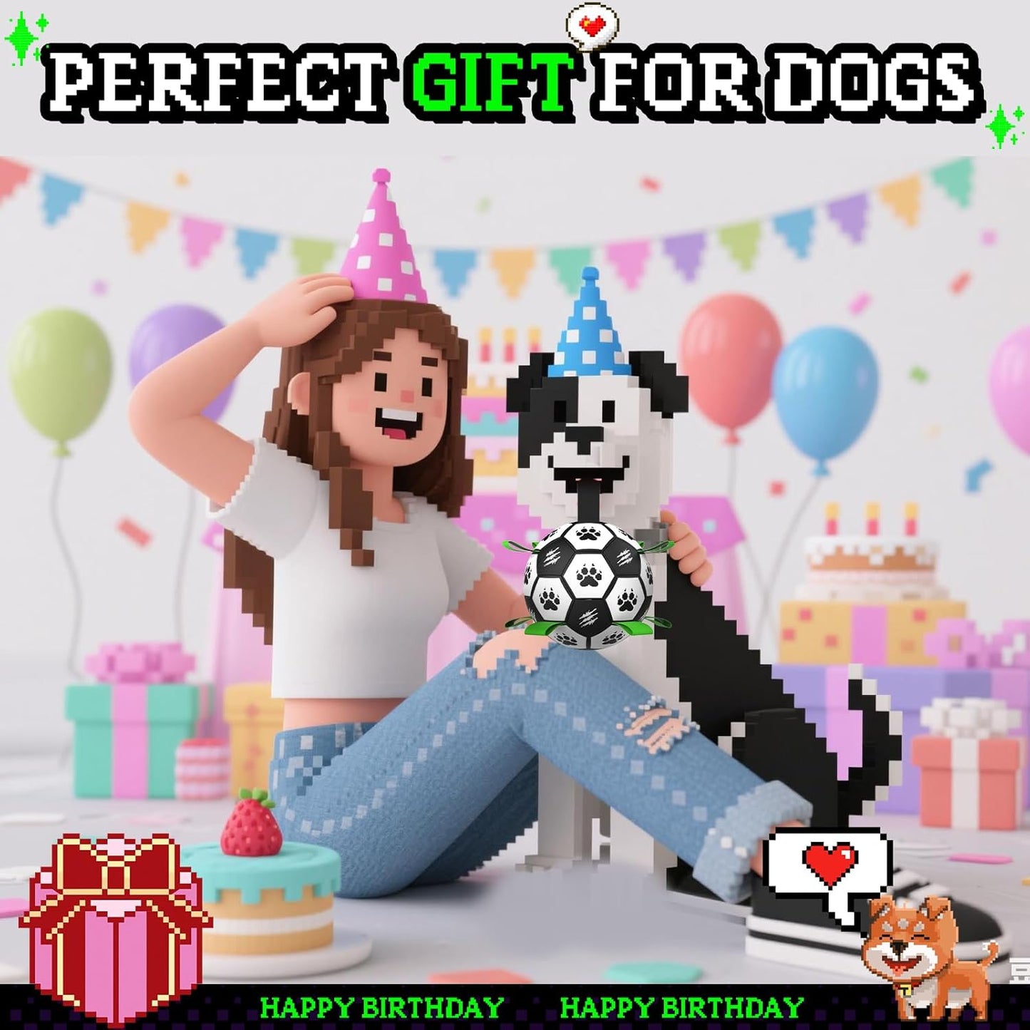 Diman Dog Soccer Ball with Straps, Soccer Balls for Dogs to Play, Train and Retriever, Outdoor Pet Balls for Small to Medium (6 Inch)