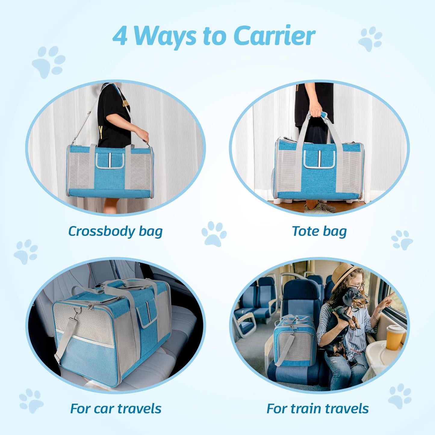 Large Cat Carrier for 2 Cats, 24x 14x 16in Pet Carrier for Cat and Dog Up to 40lbs, All-Sided Mesh Large Cat Carrier with Great Ventilation, Portable Soft Sided Pet Carrier for Traveling