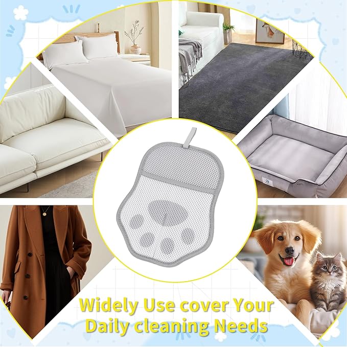 Pet Hair Removal Glove for Cats& Dogs Enlarge Reusable Electrostatic Pet Hair Gloves, Pet Hair Remover Tool for Couch, Clothing,Carpet, Car Seat (Grey)