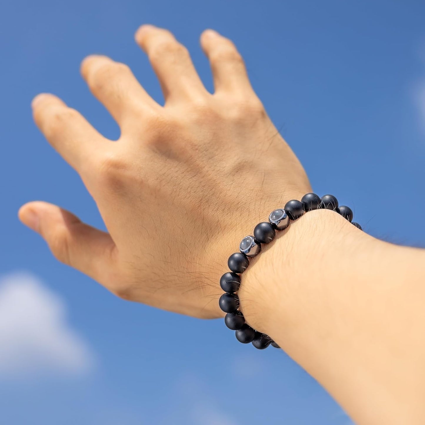 EMIRISTIC Custom Photo Bracelet - Personalized Picture Natural Stone Cuban Chain Bracelet - Any Special Day Gifts