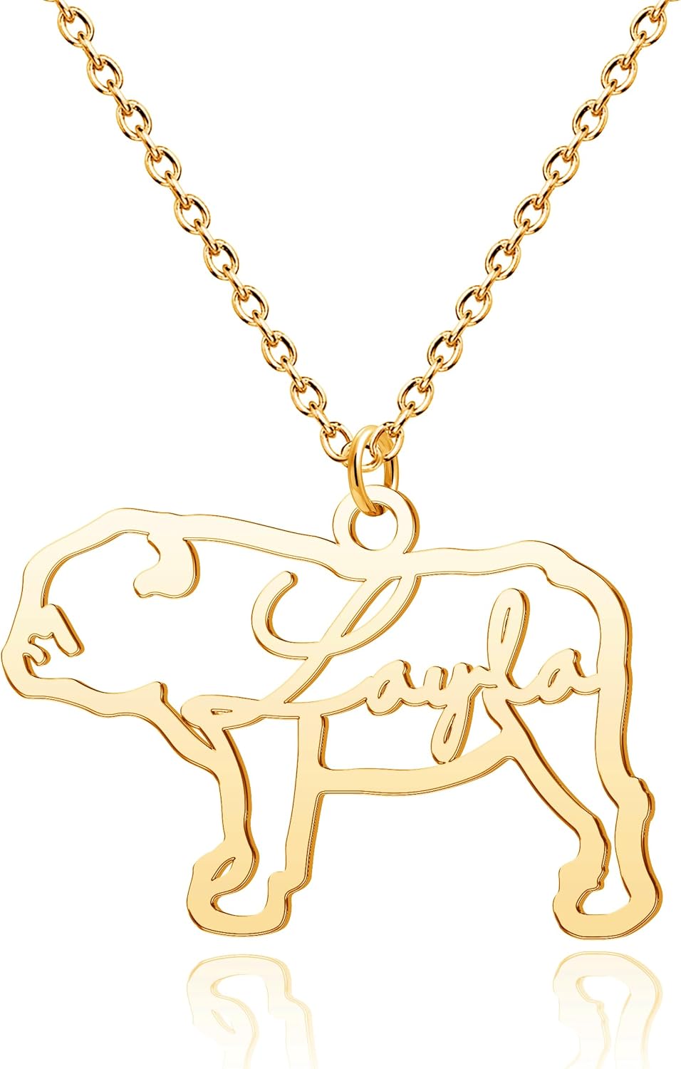 CoolJewelry Custom Dog Breeds Portrait Cat Pet Memorial Name Necklace Dainty Animal Pendant Chain Personalized Jewelry Remembrance Gifts for Dog Lover Women Girls