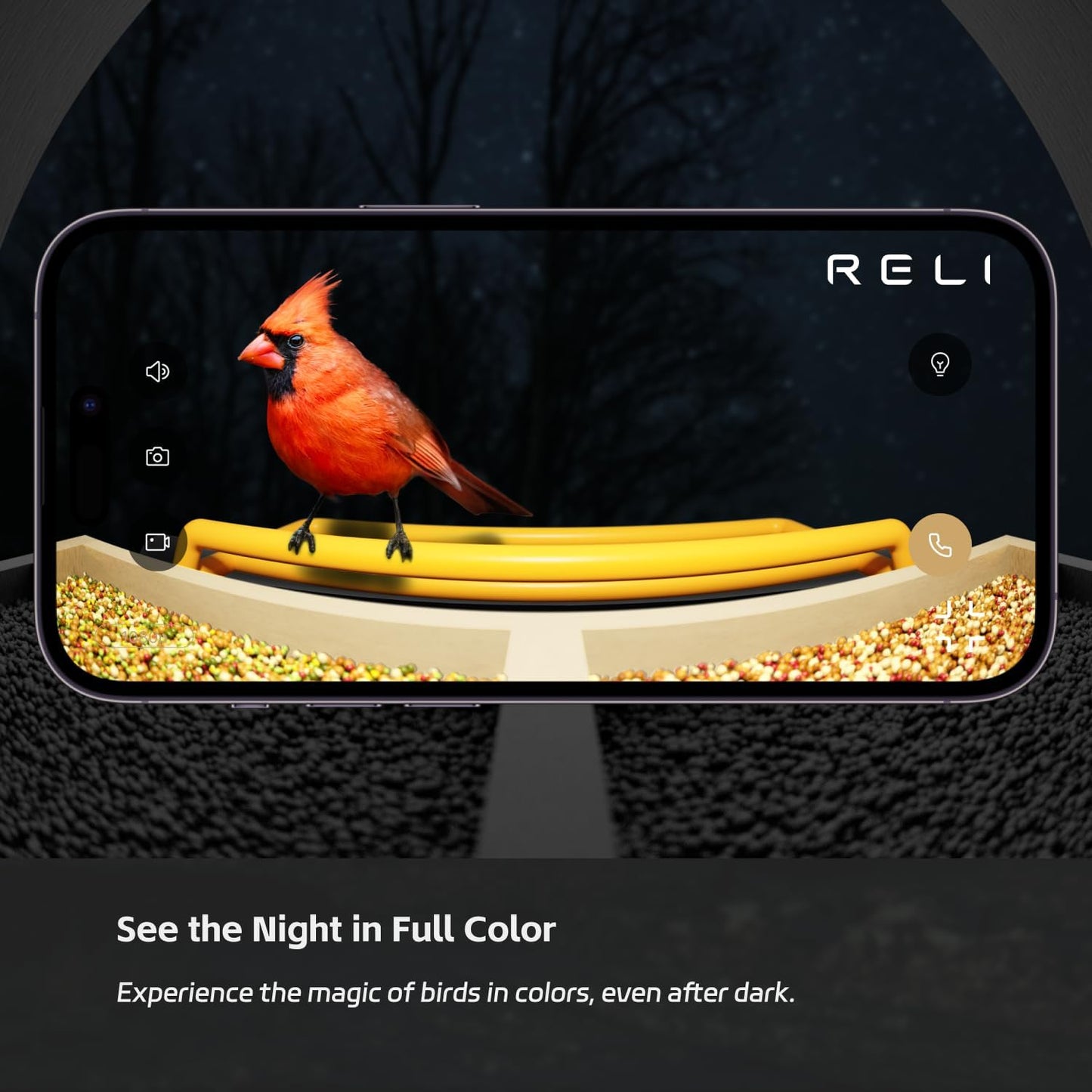 RELI Birddy Original Smart Bird Feeder with Camera Solar Powered, Durable Material GreenTough Feeder with Birds Watching Camera, AI Identify, Live View, Instant Notify, Ideal Gift for Bird Lovers