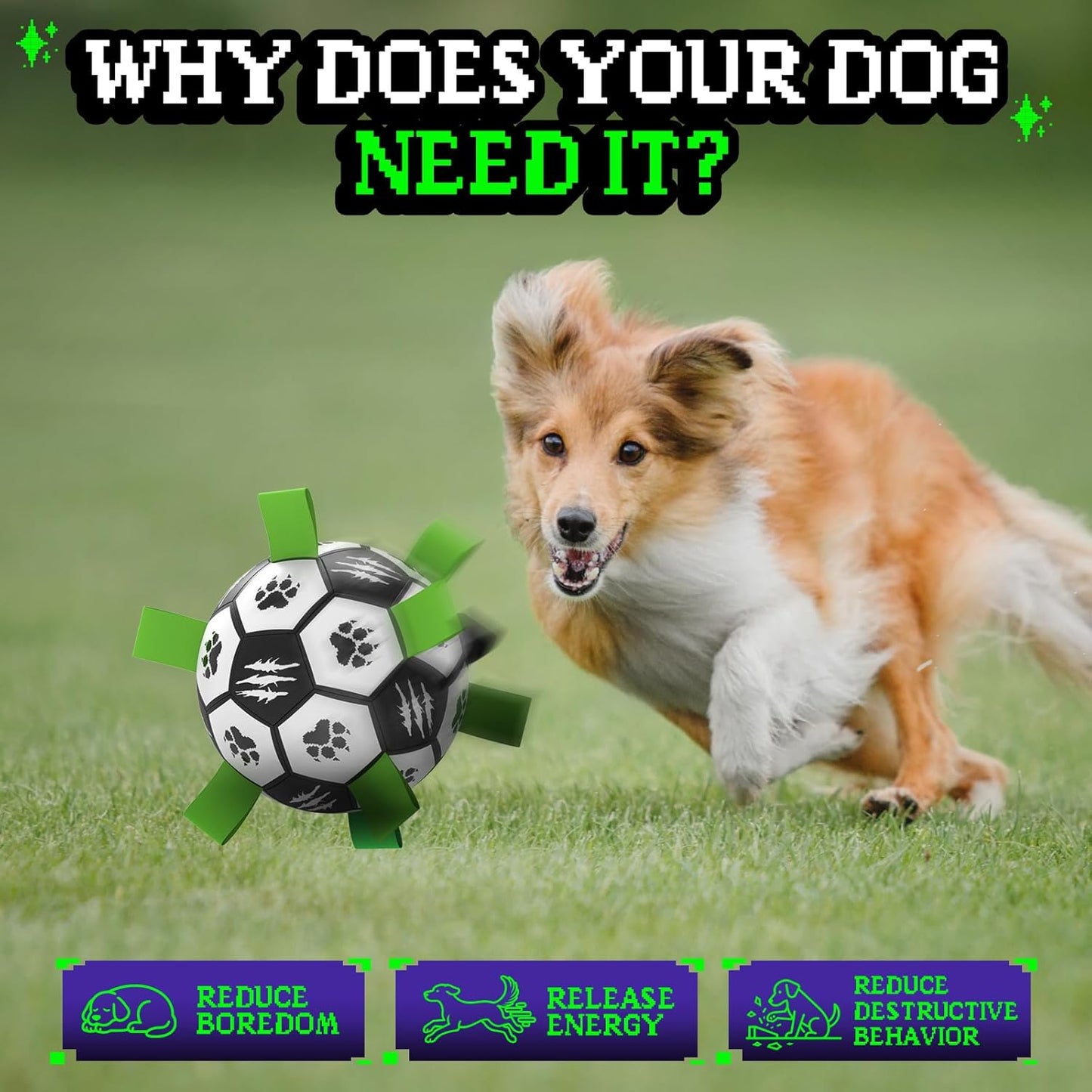 Diman Dog Soccer Ball with Straps, Soccer Balls for Dogs to Play, Train and Retriever, Outdoor Pet Balls for Small to Medium (6 Inch)