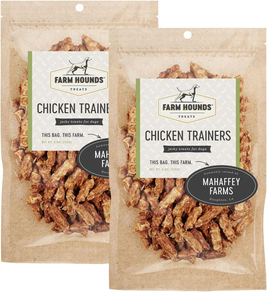 Farm Hounds - Chicken Trainers - Premium Natural Jerky for Dogs - 100% Humanely Raised Chicken - Easy-Break - Great for Training & Treats - No Added Fillers - Made in USA - 4.5oz - 2 Pack