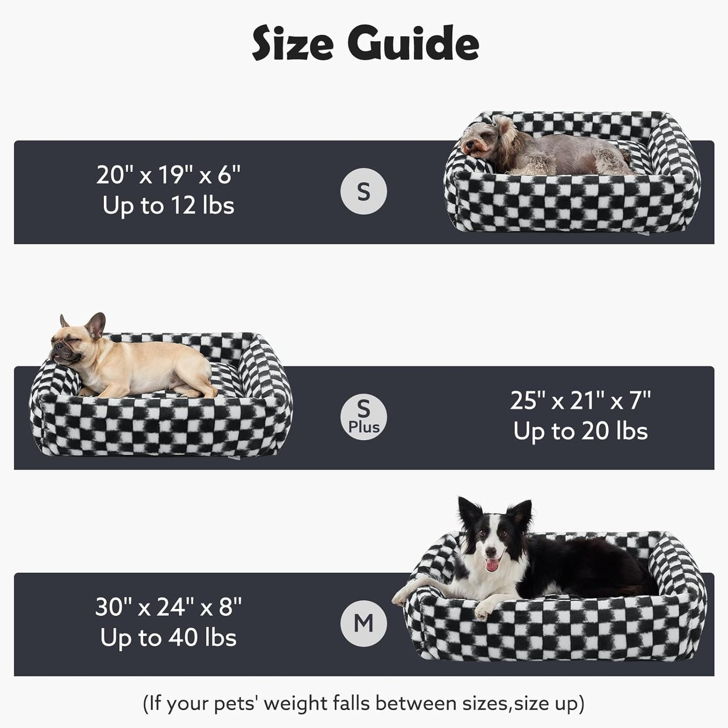 JOEJOY Dog Bed Medium Size Dog, Rectangle Washable Orthopedic Corduroy Fleece Pet Bed with Removable Zipper Cover, Cute Soft Calming Puppy Bed with Non Skid Bottom