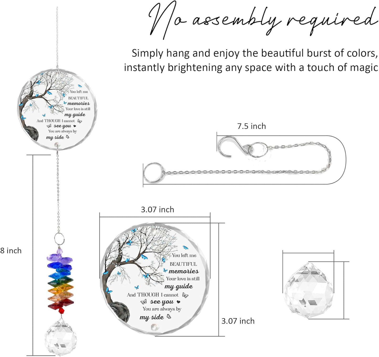 Memorial Suncatcher - Sympathy Gift for Loss of Loved One - Crystal Rainbow Maker - Bereavement Keepsake - Hanging Crystal Decor - Loss of Family Friend Pet - Ornament