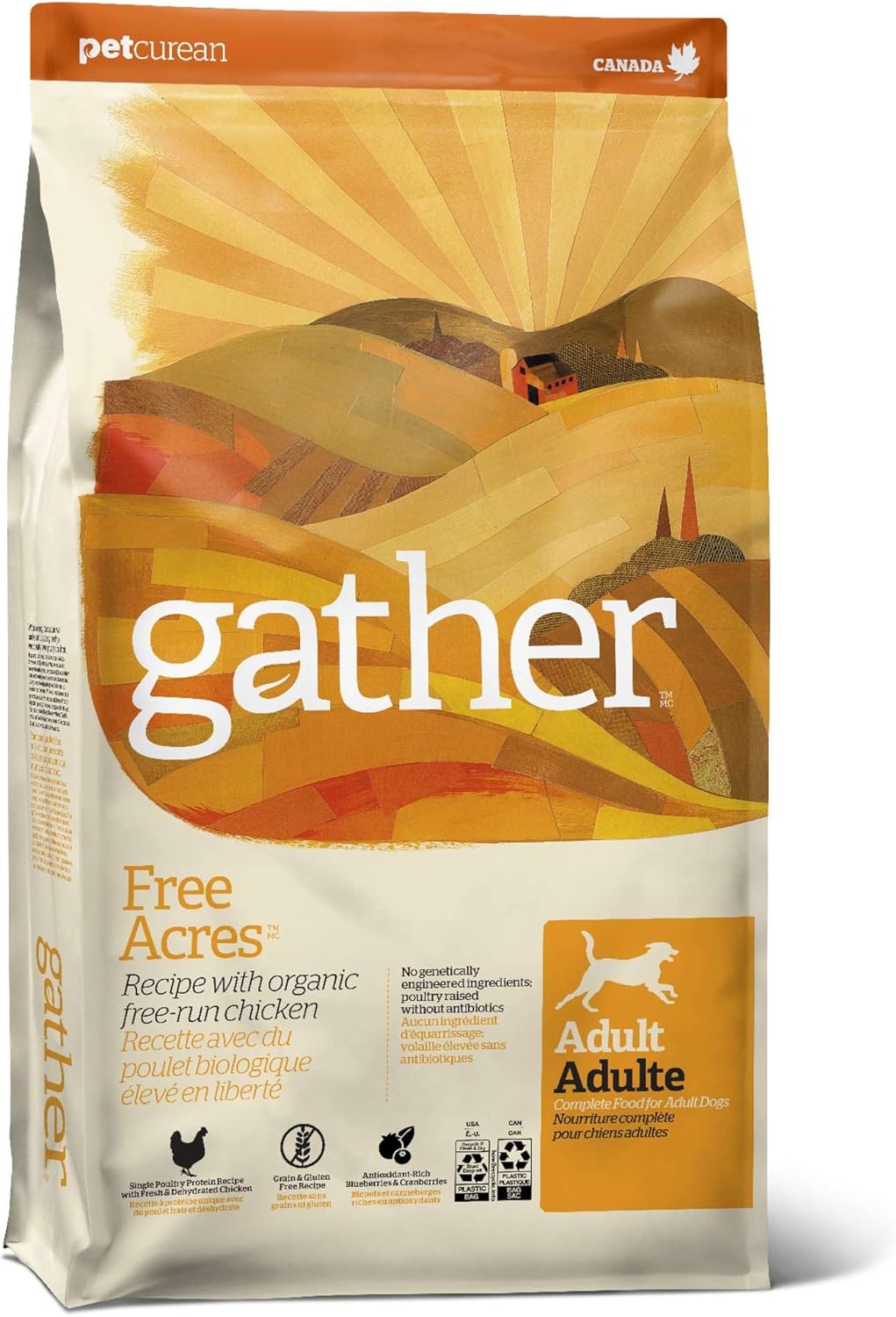 GATHER Free Acres, Grain-Free Organic & Non-GMO Free-Run Chicken Recipe for Adult Dogs, 16lb Bag