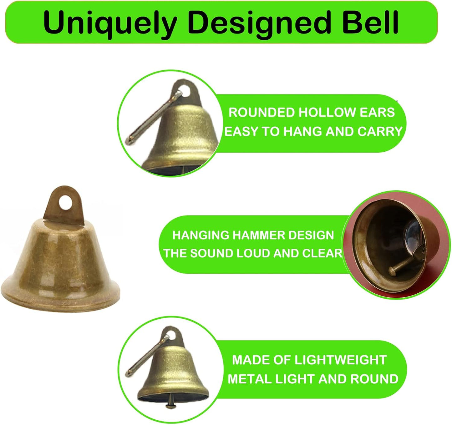 8 Pack Goat Collar with Bell, Sheep Collars with Bell, Grazing Copper Bells and Adjustable Nylon Collar Set for Small Farm Animal Sheep Cow Pet Goat Accessories