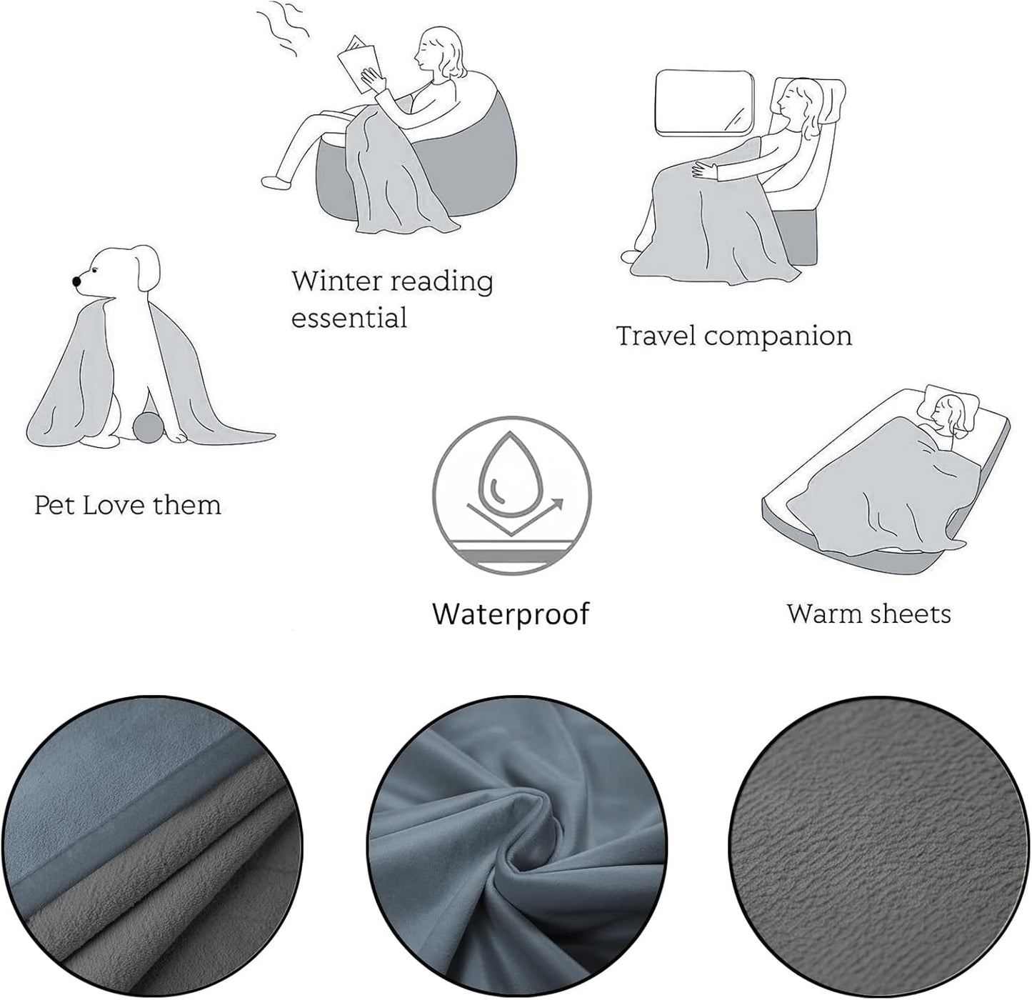 Ameritex Pet Bed Blanket Reversible 100% Waterproof Velvet Super Soft for Sofa and Bed