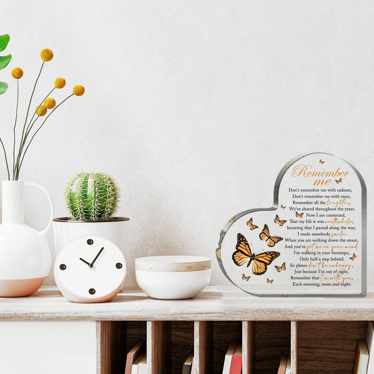 Acrylic Heart Shape Memorial Bereavement Gift Paperweight Remembrance Decorations Funeral Grief Condolence Memorial Ornaments for Loss of Loved One of Mother Father Sympathy Gifts