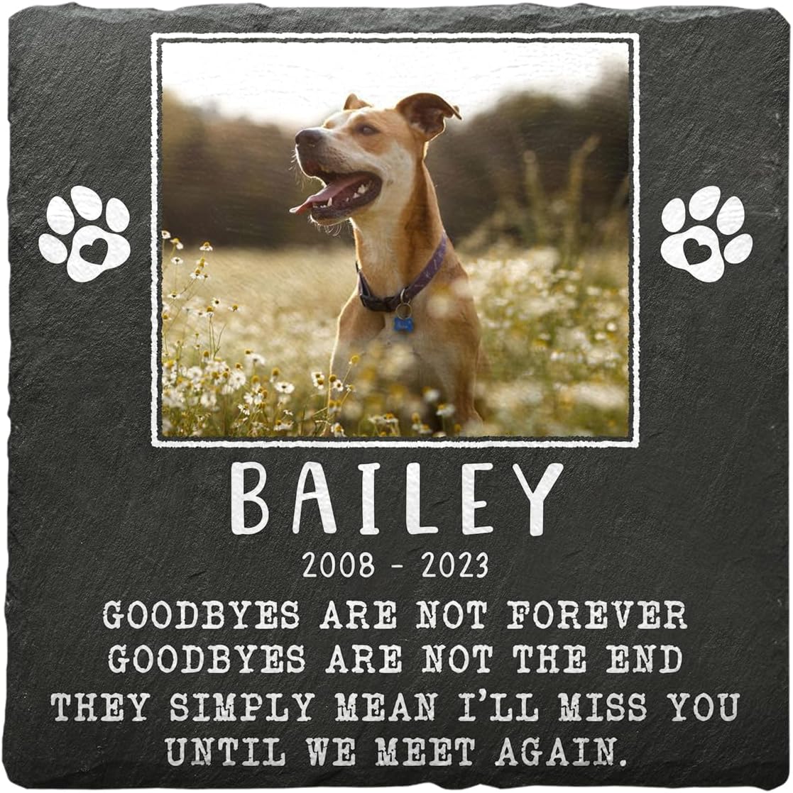 Personalized Pet Memorial Stones for Dogs, Cats - Square Shaped Dog Memorial Gifts for Loss of Dog Sympathy Gift - Dog Bereavement Gifts for Loss of Pet - Grave Decorations for Cemetery