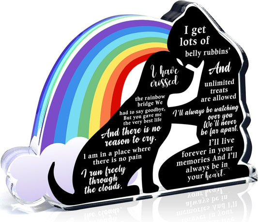Pet Memorial Gifts, Sympathy Gifts for Loss of Dog, Pet Sympathy Gifts, Bereavement Gifts for Loss Pet, Pet Memorial Acrylic Rainbow Bridge Decorations, Condolences Gifts for Pet Loss Remembrance