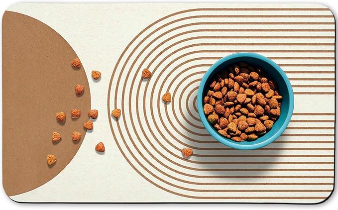 Dog Food Mats for Floors Waterproof, Cat Water Bowl Mats Pet Feeding Absorbent Mat Placemats for Food and Water Beige Bohemia 12 * 20 inch
