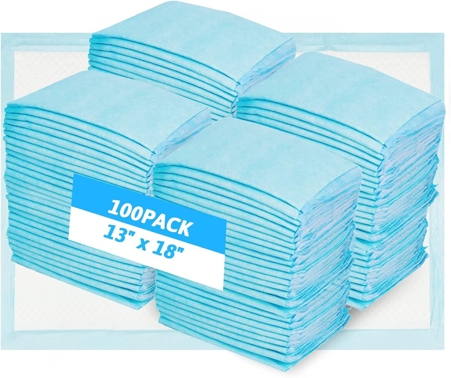 Fhiny Rabbit Pee Pads, 13" x 18" 100 PCS Disposable Bunny Cage Liner Leak-Proof Super Absorbent Potty Training Pad with Quick-Dry Surface for Rabbit Guinea Pig Cat Puppy or Other Small Animals