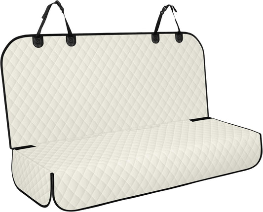 Backseat Cover for Dogs, Waterproof and Non-Slip Pet Bench Seat Covers, Car Seat Protector for Back Seat, Universal Size Rear Car Seat Cover Fits Cars, Trucks and SUVs, L-Beige&Black