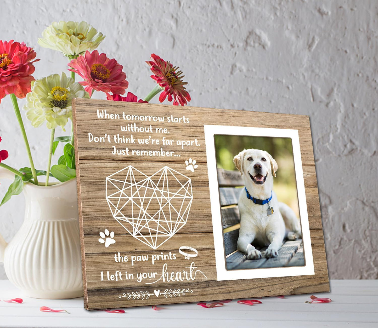 Pet Memorial Picture Frame, Pet Dog Photo Frame, Pet Cat Memorial Photo Frame, Photo Frame Gift for Dog Owners Sympathy for Loss of Pet,4 x 6In Photo12P040