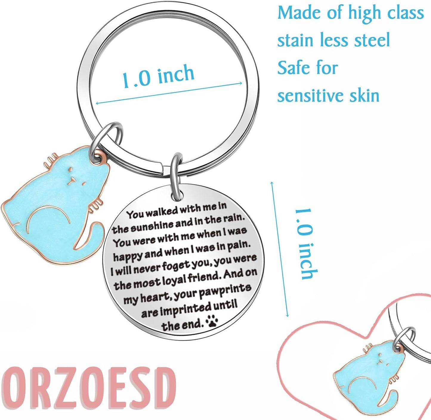 Cat Passing Away Keychain Cat Loss Gifts Pet Remembrance Keychain Loss of Cat Sympathy Keychain