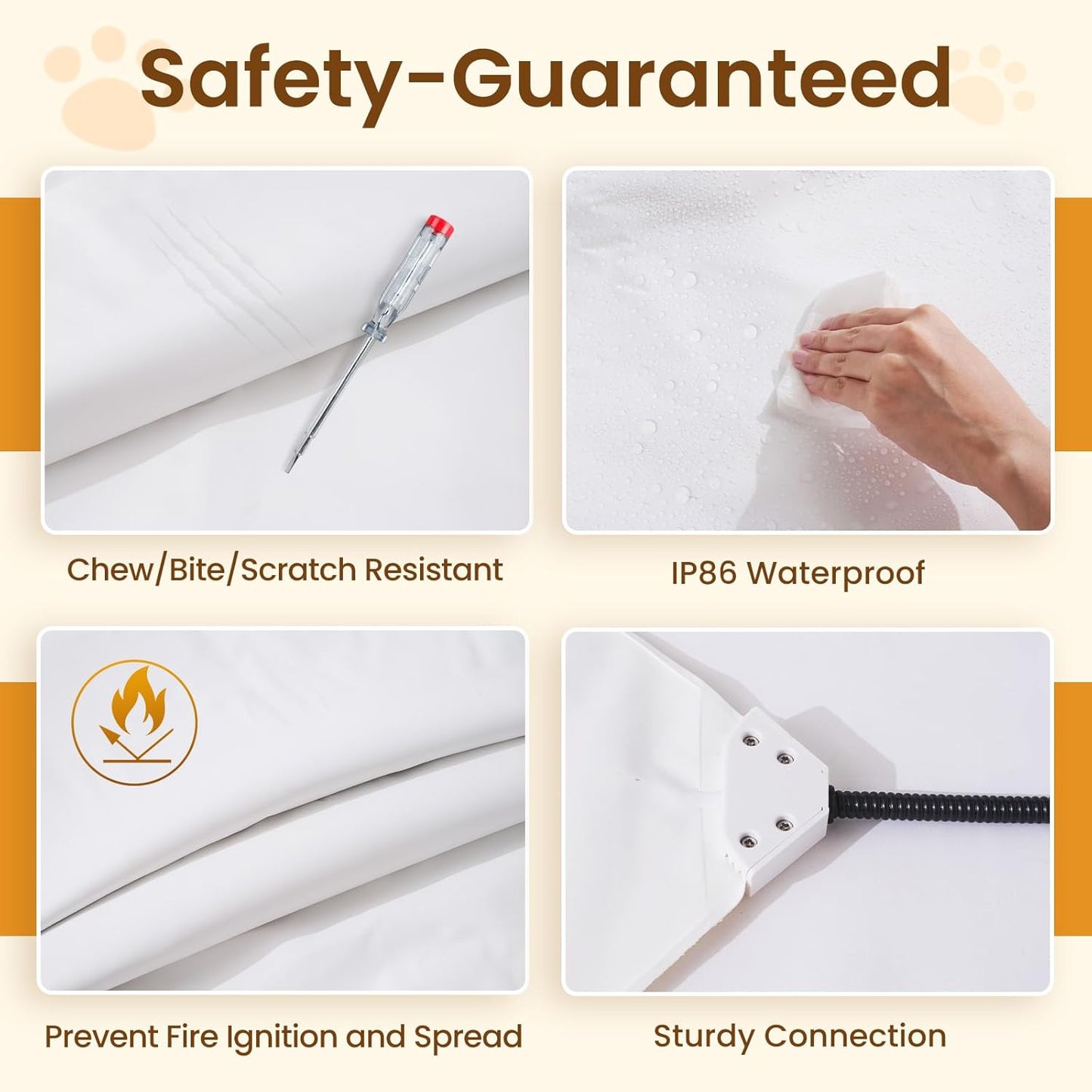 Bearhug Dog Heating Pad, Pet Heating Pad 35"×24"[Two Replaceable Cover] Adjustable Temperature Heated Cat Bed with Steel-Wrapped Cord, Waterproof and Chew-Resistant for Dogs Cats Large Animals