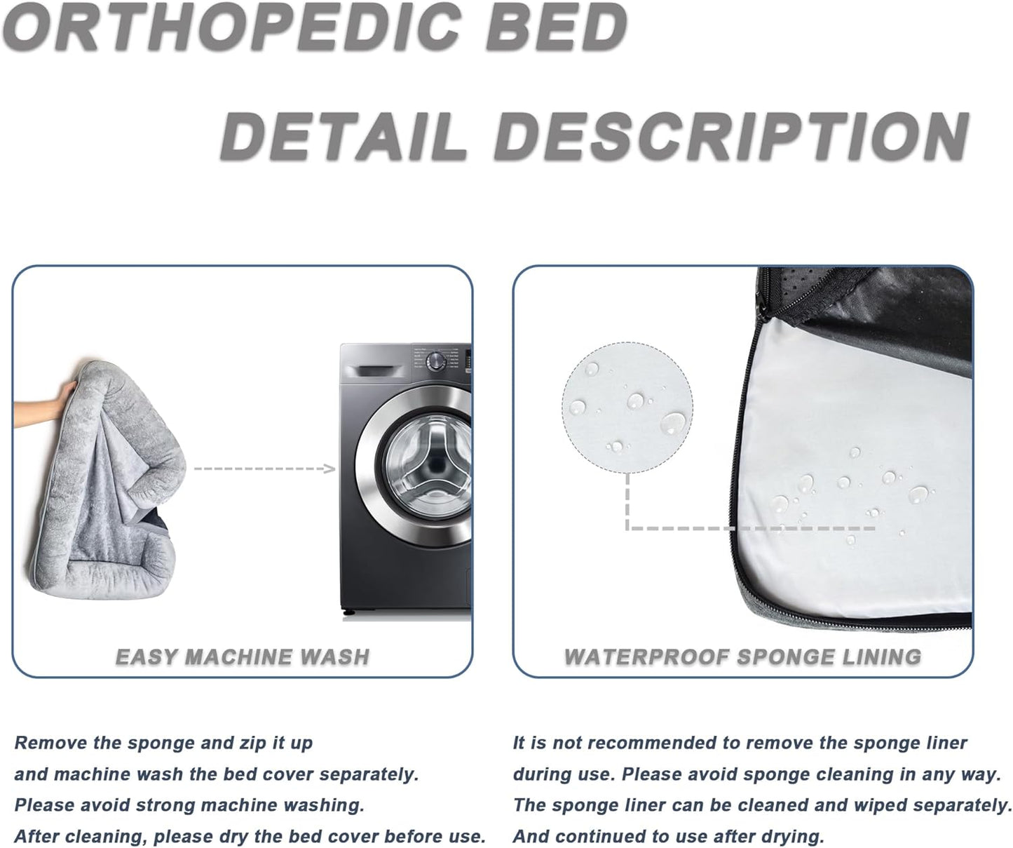 Dog Bed for Medium Size Dogs with Removable Washable Cover Pet Bed Large Orthopedic Dogs Bed with Sides Egg-Crate Foam Dog Couch Waterproof Memory Foam Non-Slip Bottom-L(35'*26.5')-Grey