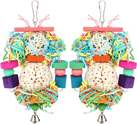 BBjinronjy Bird Toys,2PCS Hanging Natural Soft Sola Ball Beak Chew Shred Forage Toys for Parrots,Cockatiel,Conure,Love Birds,Parakeets,Budgie and Other Small Birds
