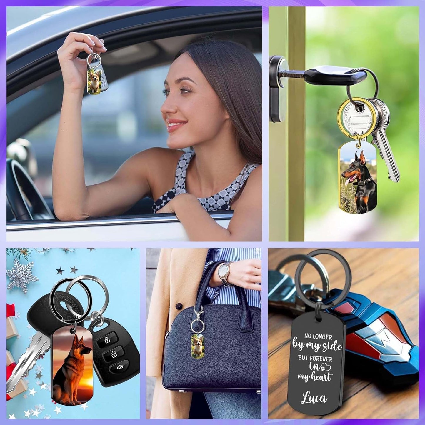 Personalized Pet Memorial Keychain for Loss of Dog Custom Keychain with Dog Picture Customized Sympathy Keyring