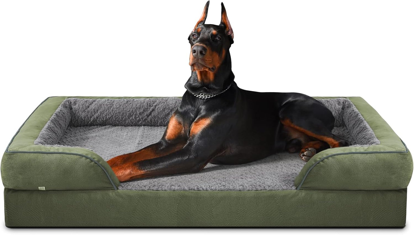 INVENHO Orthopedic Dog Bed for Extra Large Dogs, XXL Egg-Crate Foam Dog Couch with Washable Removable Cover, Waterproof Lining and Nonskid Bottom