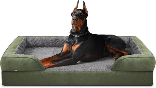INVENHO Orthopedic Dog Bed for Extra Large Dogs, XXL Egg-Crate Foam Dog Couch with Washable Removable Cover, Waterproof Lining and Nonskid Bottom