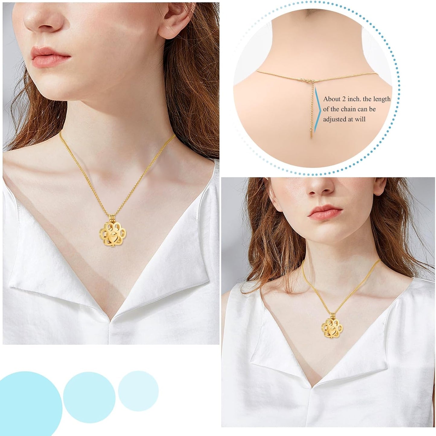 Oinsi Pet Cremation Jewelry For Ashes For Dog/Cat Paw Stainless Steel Memorial Locket Urn Necklace Inside Mini Case Keepsake Cremation Jewelry Women Men