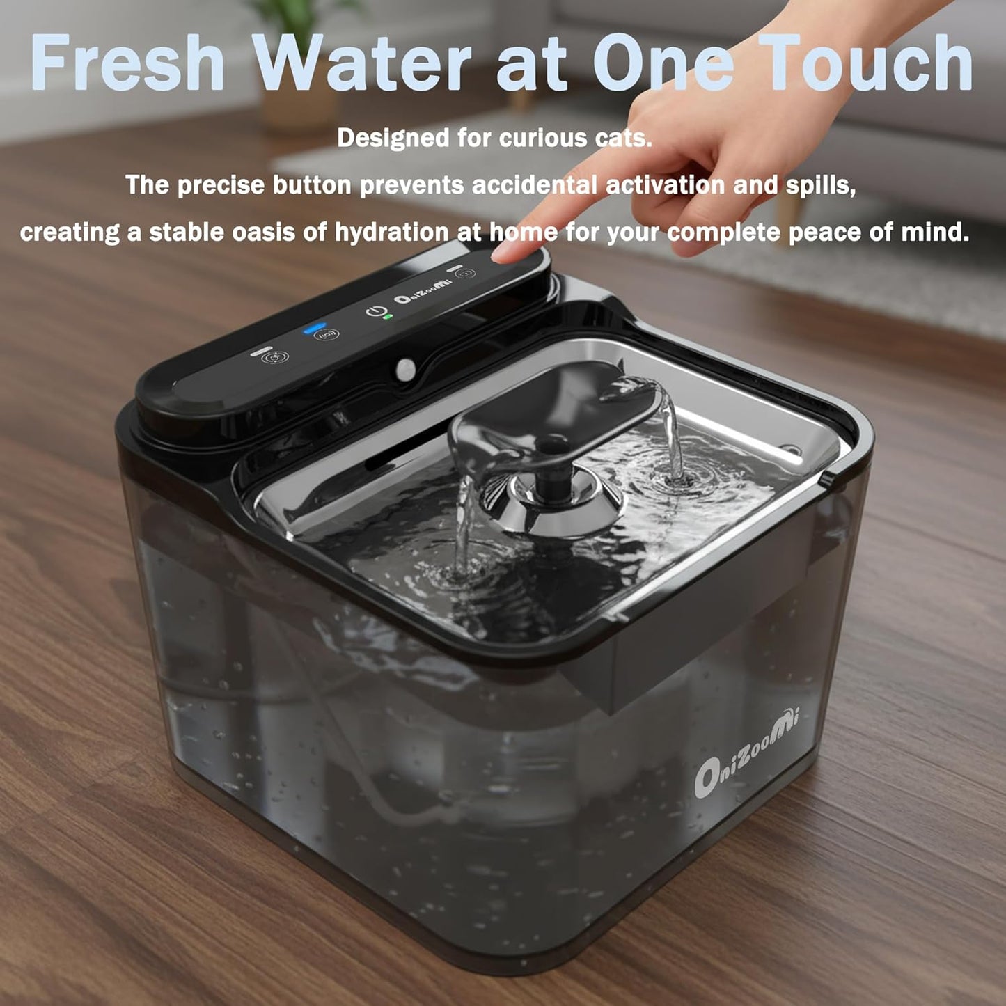 Pet Water Fountain for Cat and Dog - Rechargeable Battery Operated Automatic Water Dispenser 3L with Steel Dish and Replacement Filter - Quiet Wireless Auto Kitty Drinking Fountain