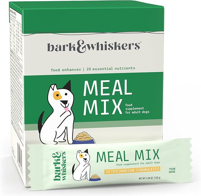 Dr. Mercola Bark & Whiskers Meal Mix for Adult Dogs, 8.09 Oz. (229.5 g), 30 Packets, Offers 20 Essential Nutrients, Promotes Digestive Health, Veterinarian Formulated, Non-GMO