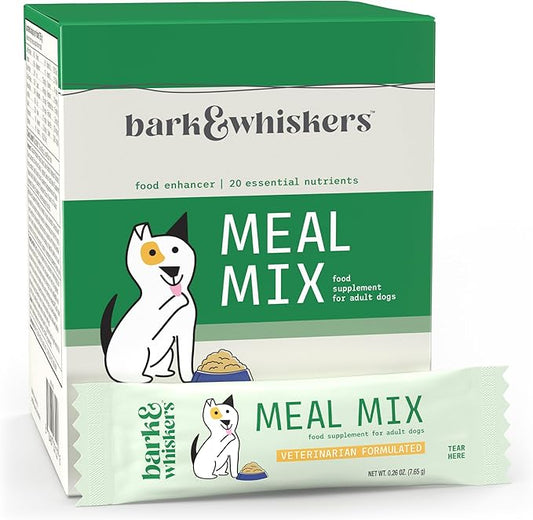 Dr. Mercola Bark & Whiskers Meal Mix for Adult Dogs, 8.09 Oz. (229.5 g), 30 Packets, Offers 20 Essential Nutrients, Promotes Digestive Health, Veterinarian Formulated, Non-GMO