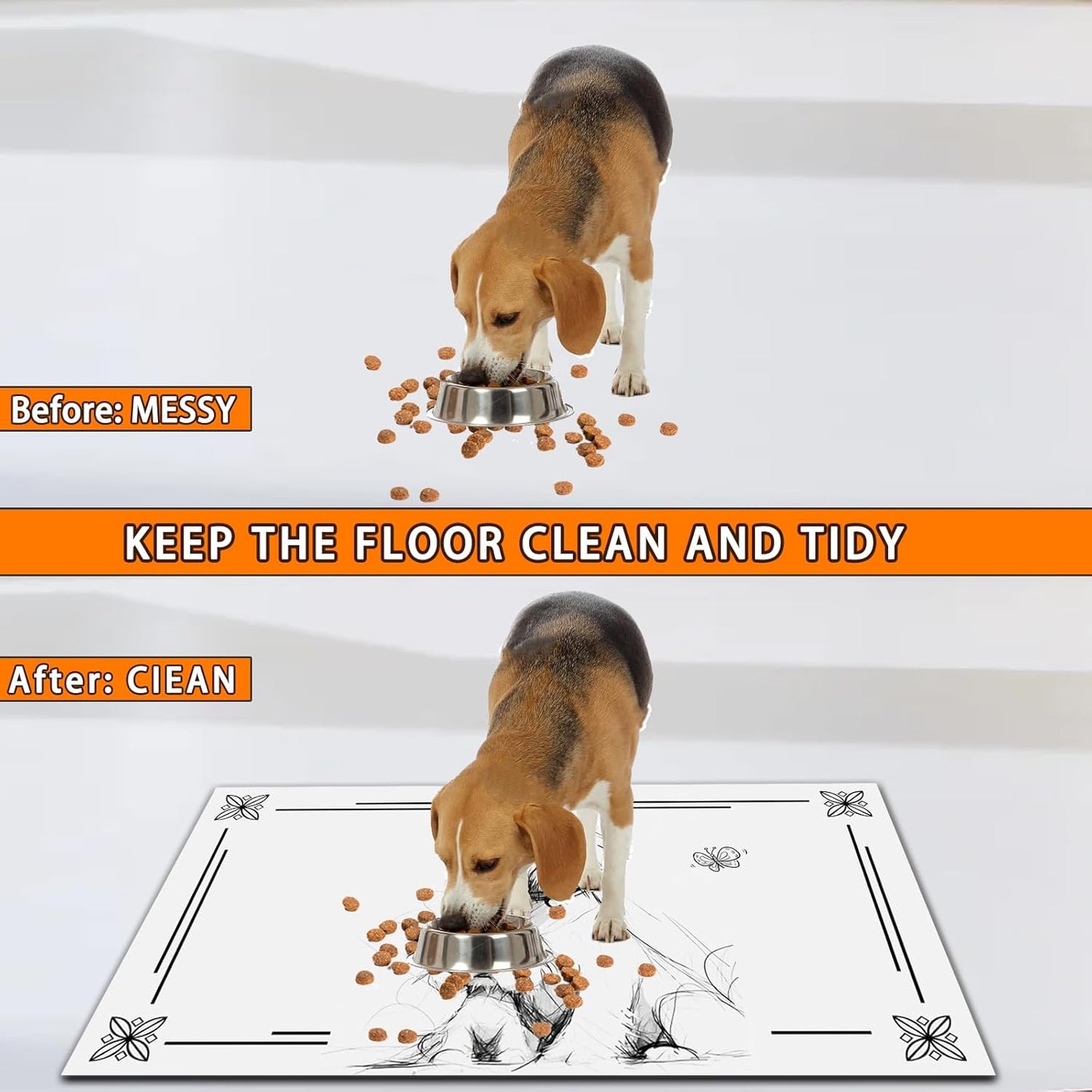 Pet Feeding Mat for Dogs and Cats - Super Absorbent Anti-Slip Bowl Pad, Eco-Friendly Washable Mat to Prevent Spills and Mess Yorkshire Mat 16"x24"