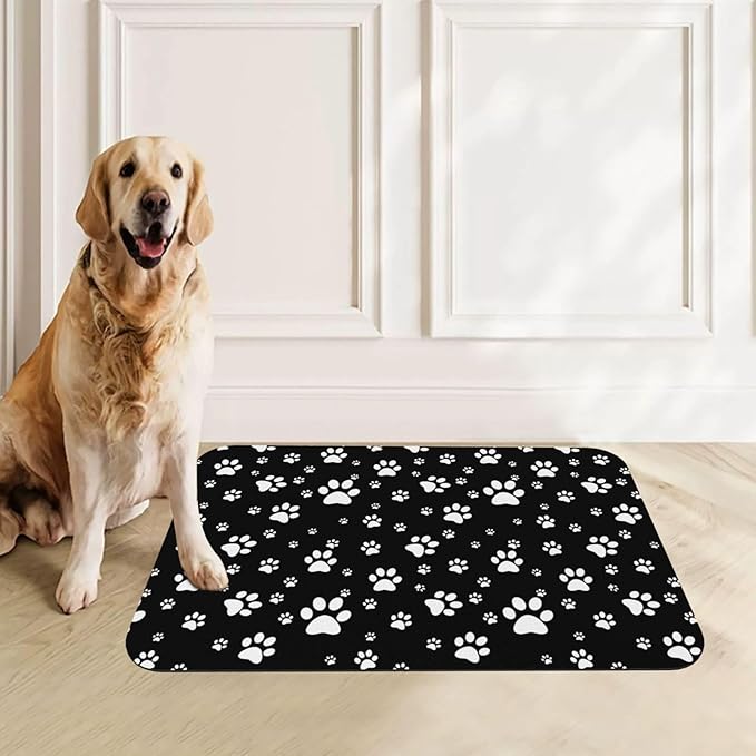 Kawaii Paws Dog Food Mat Absorbent Bowl Mats No Stains Quick Dry Waterproof Pet Cat Placemats for Food and Water, 30x45cm
