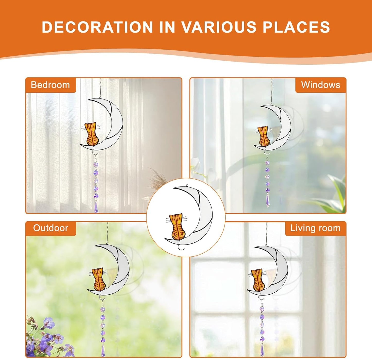 Cat Memorial Suncatcher for Window, Personalized Pet Loss Gift for Cat Lovers, Sympathy Memorial Ornament to Honor Departed Cats, Modern Sun Catcher Decor for Remembrance‌ Pet Owners