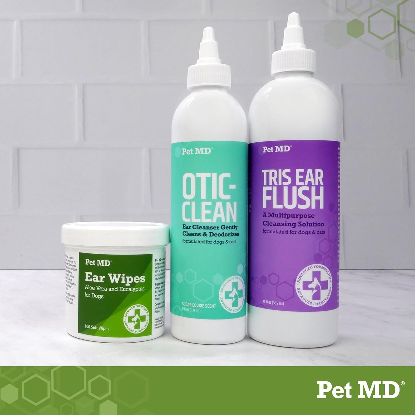 Pet MD Veterinary Tris Flush Cat & Dog Ear Cleaner - and Infection Treatment with Ketoconazole 12 oz