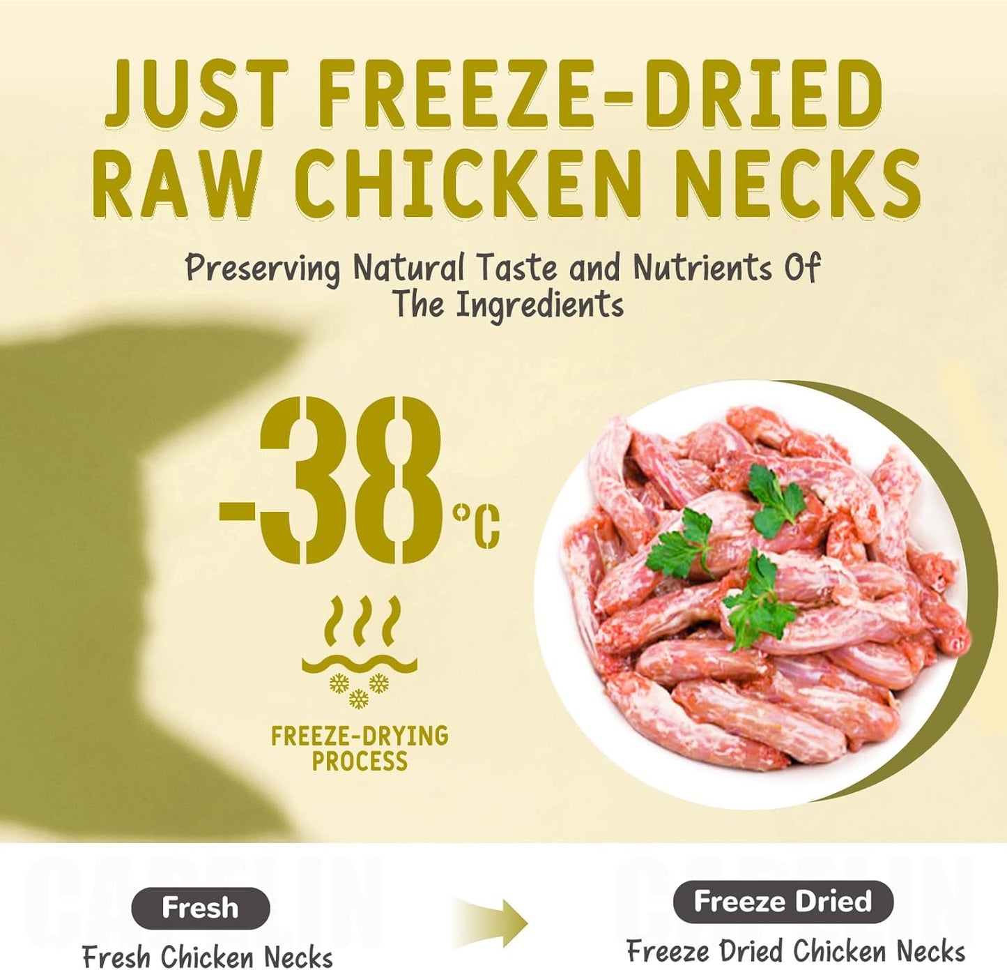 Freeze Dried Chicken Necks Treats for Dogs & Cats, Single Ingredient, Premium Quality High Protein Training Treats, Grain Free, Gluten Free, Filler Free, Supports Bone, Teeth & Joint Strength